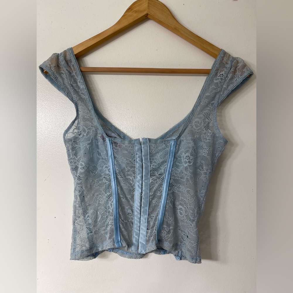 Edikted Light Blue Lace Top - Picture 4 of 6